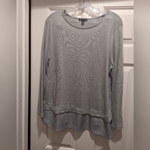 J. CREW MERCANTILE Gray Long Sleeve Layered Top Split Hem Size L *EUC